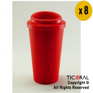 VASO TERMICO CAFE ROJO 300 CC X 8